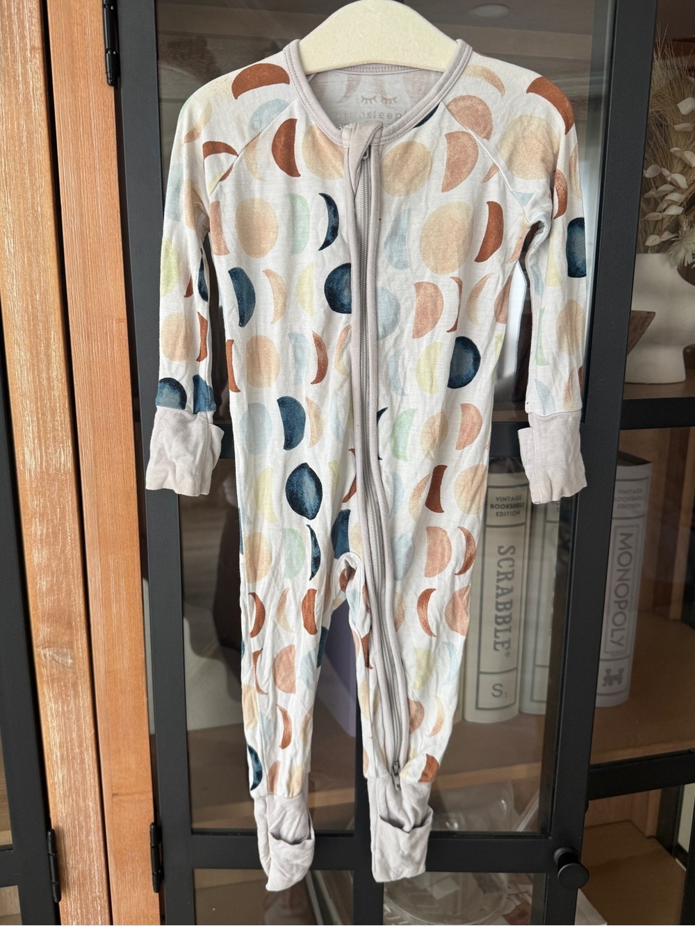 Little Sleepies bamboo Luna Neutral moon phases baby newborn zippy footies